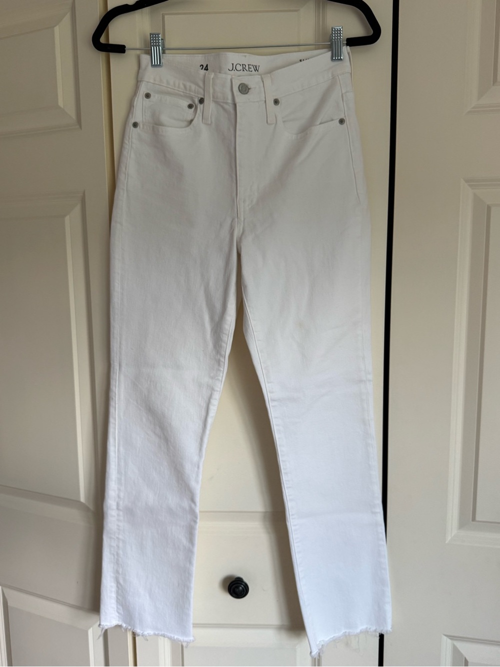 J. Crew White Slim Boyfriend High-Rise Straight Jeans